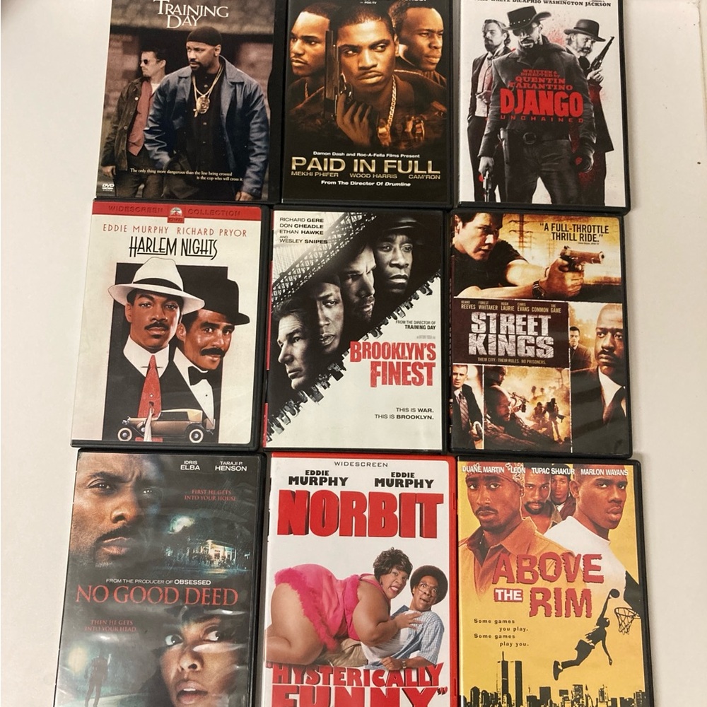 Lot of 9 DVDs Black Cinema Paid in Full Above the Rim No Good Deed Harlem Nights